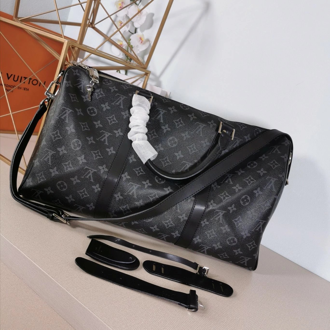 Leather Travel Bag with Print