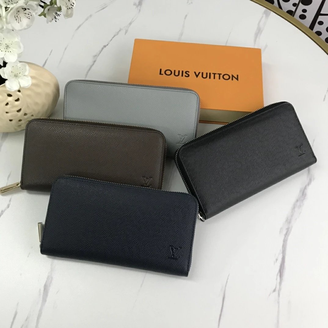 Leather Crosshatch Long Wallet Business Clutch