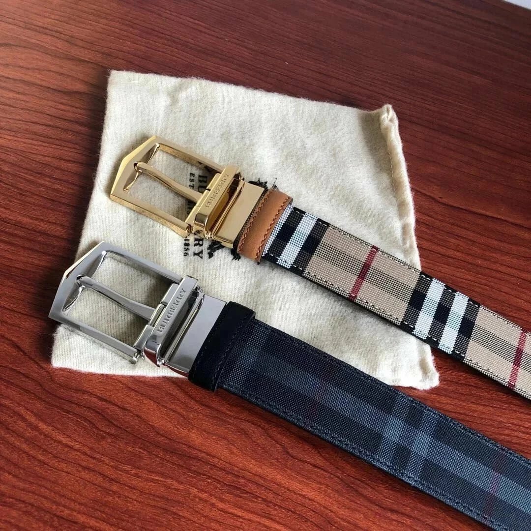 皮带男士经典格子柏柏利皮带时尚百搭男女士休闲百搭商腰带针扣裤带