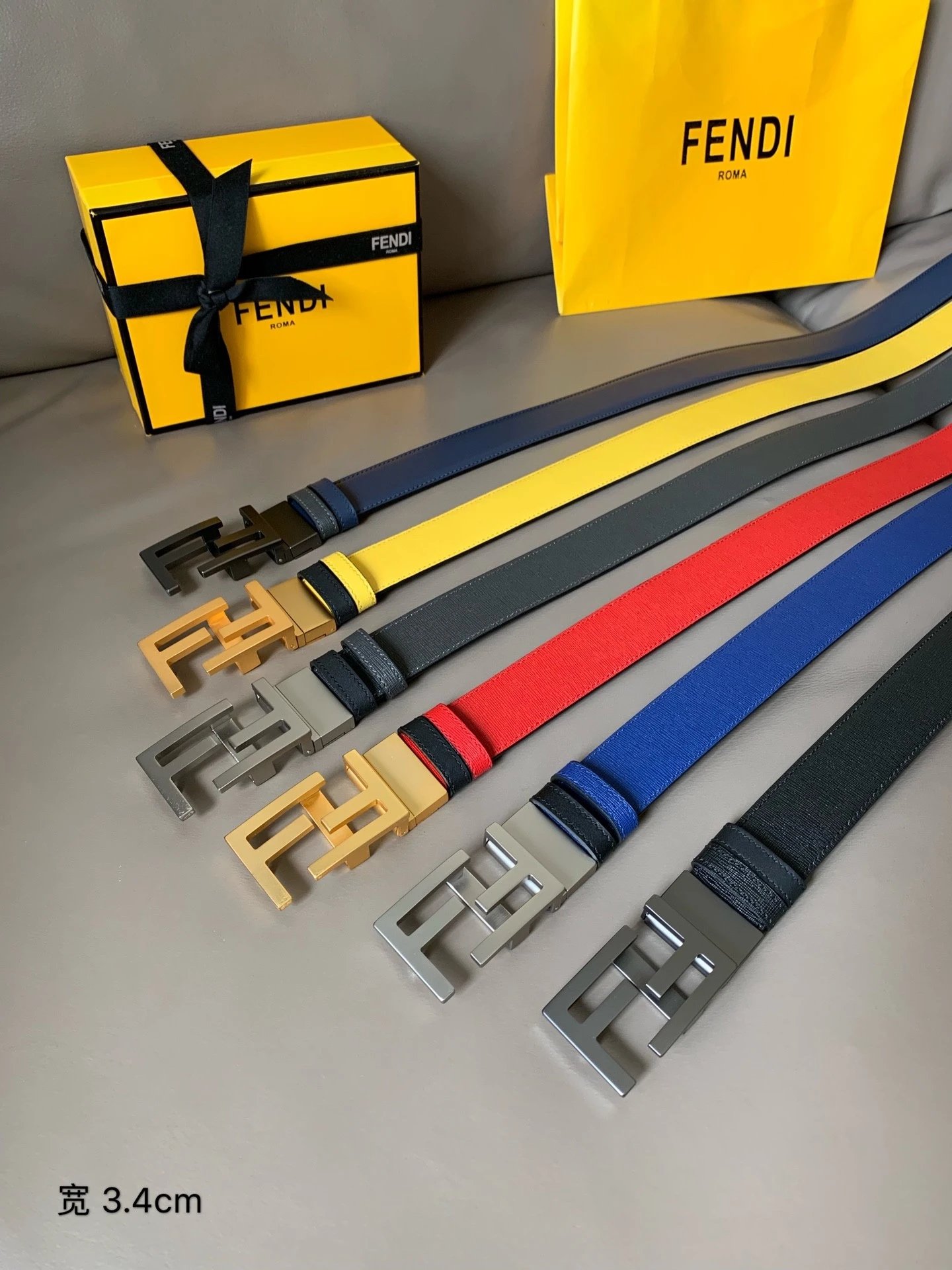 Fendi Monster Head Leather Belt Rotating Buckle 3.5cm