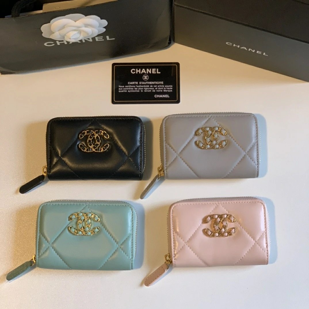 Diamond Pattern Lambskin Leather Coin Purse Cardholder