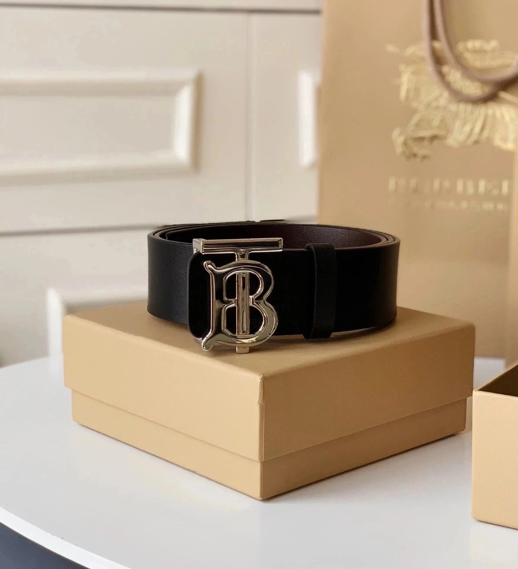 Letter Buckle Leather Belt