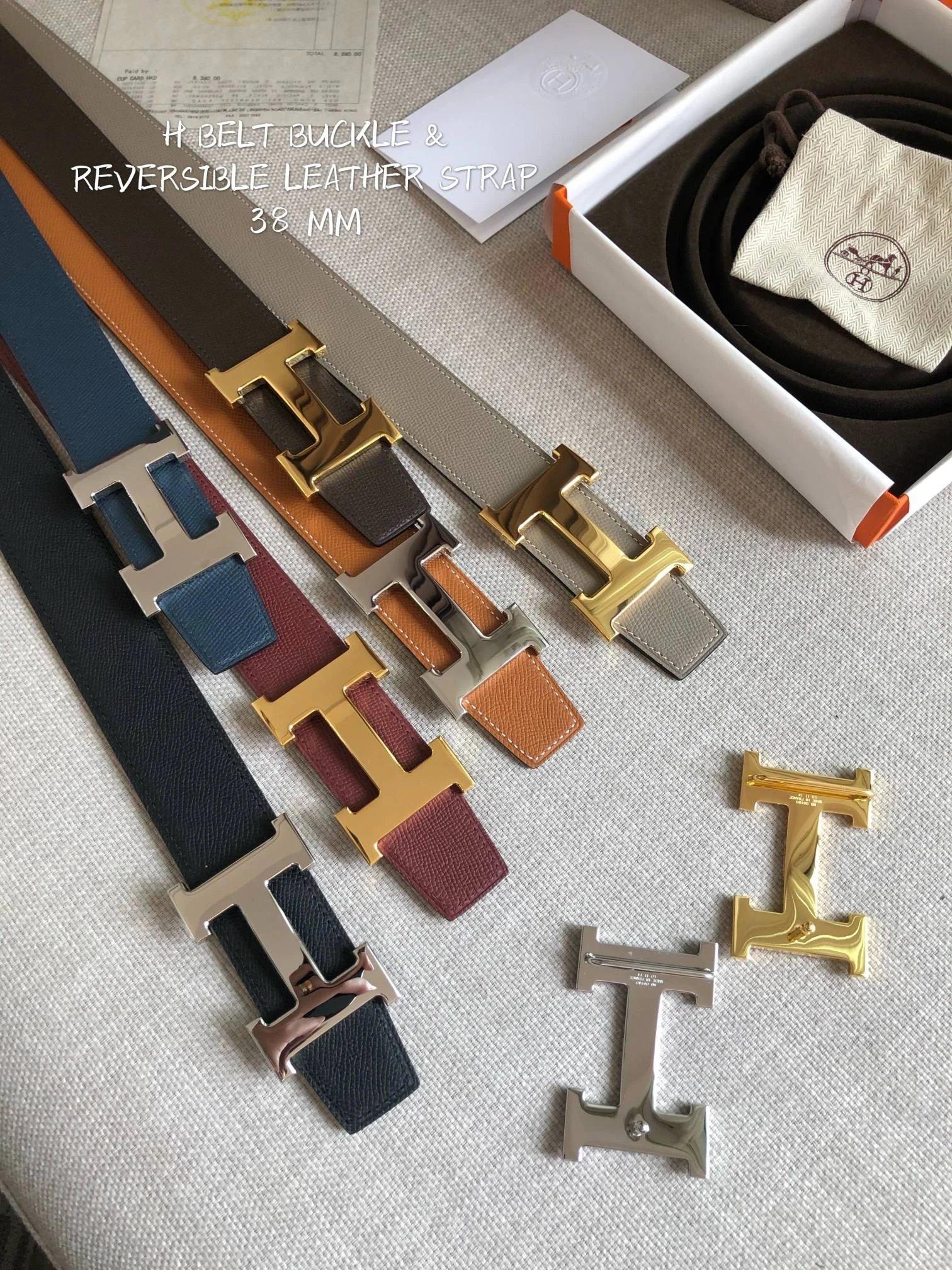 [High-quality spot] new head layer cowhide belt men's men's and women's models H buckle business casual double-sided available belt