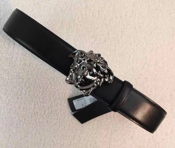 Versace Medusa Head Buckle Leather Belt Black - 16