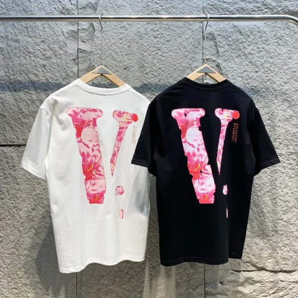Versace V Logo Floral Print Black T-Shirt - 5