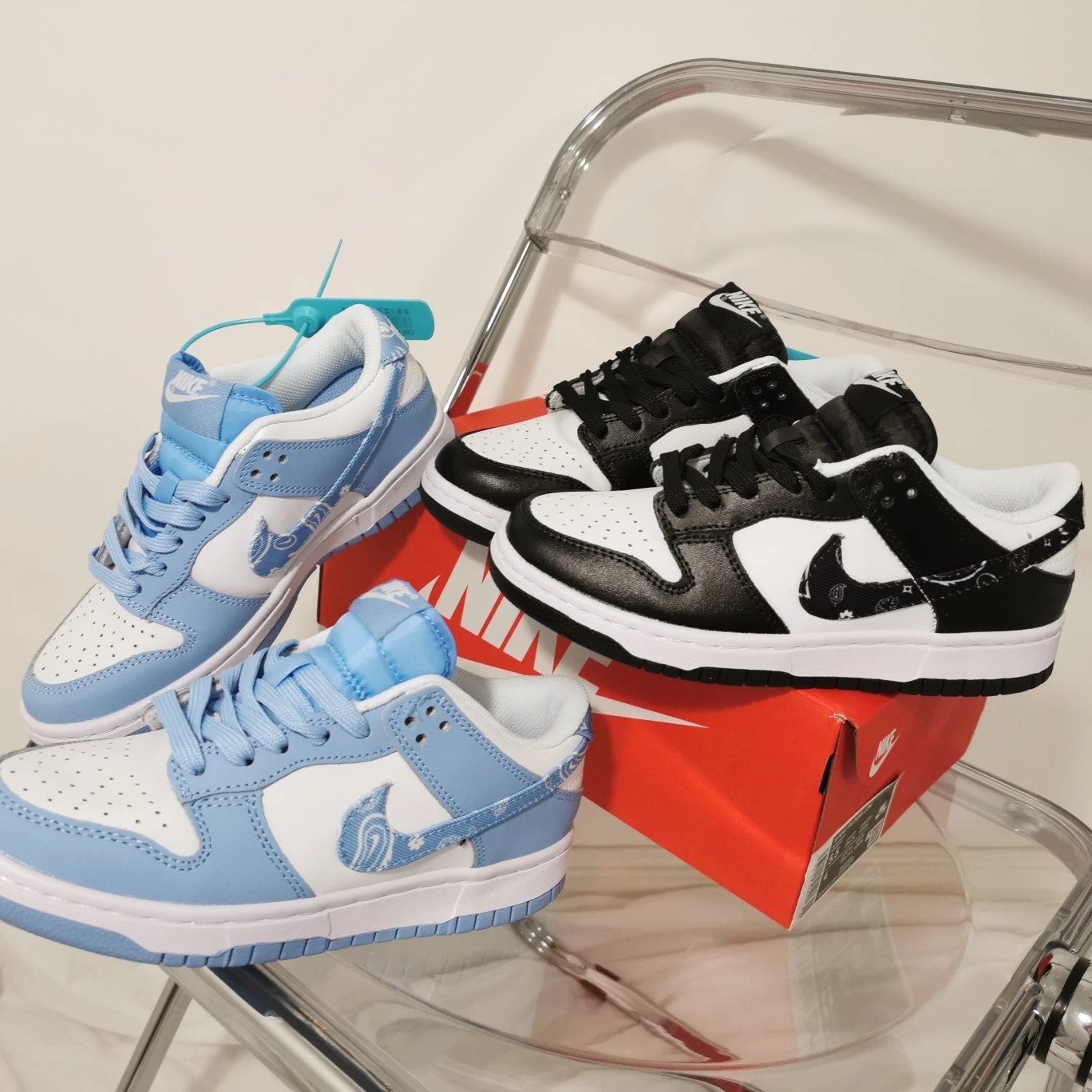 Nike Dunk Blue Black White Panda Paisley