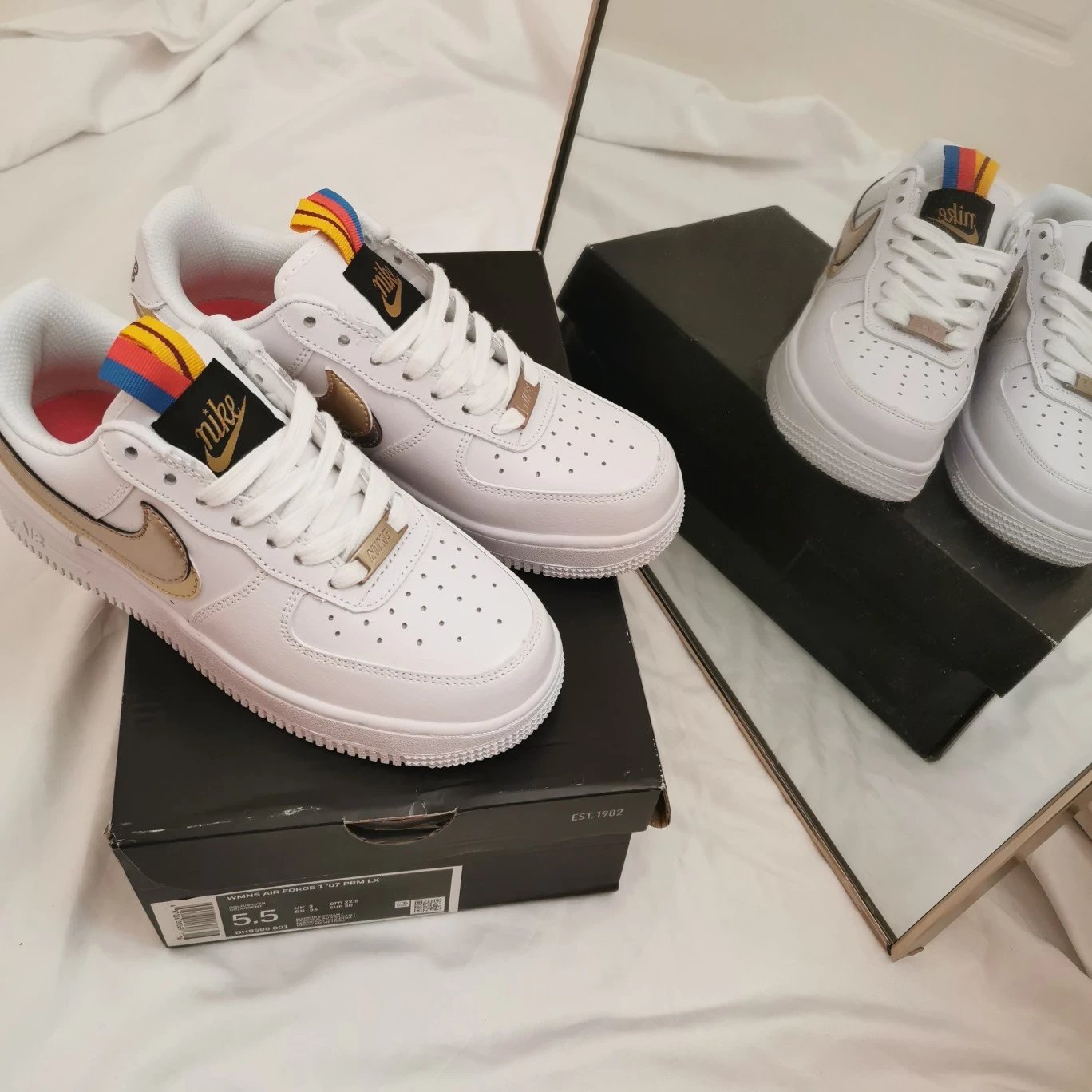 Nike Air Force 1 White Rainbow Swoosh