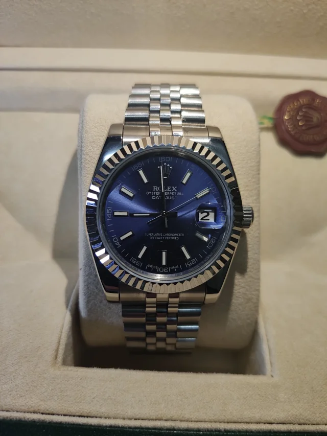 Rolex Watches Oyster Perpetual Datejust-style watch with fluted bezel, date magnifier, and jubilee bracelet product detail image 78