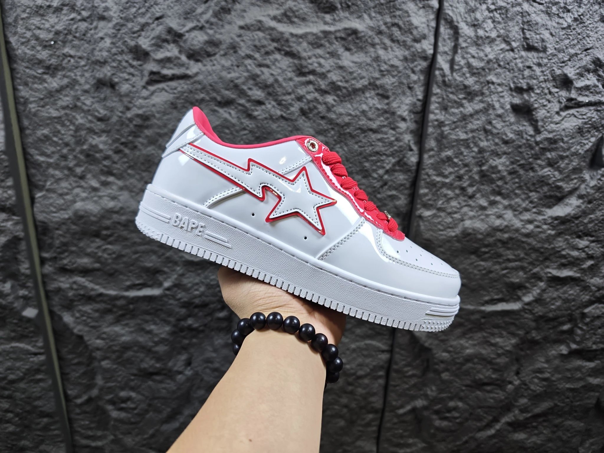 BAPE STA Low White Red Patent