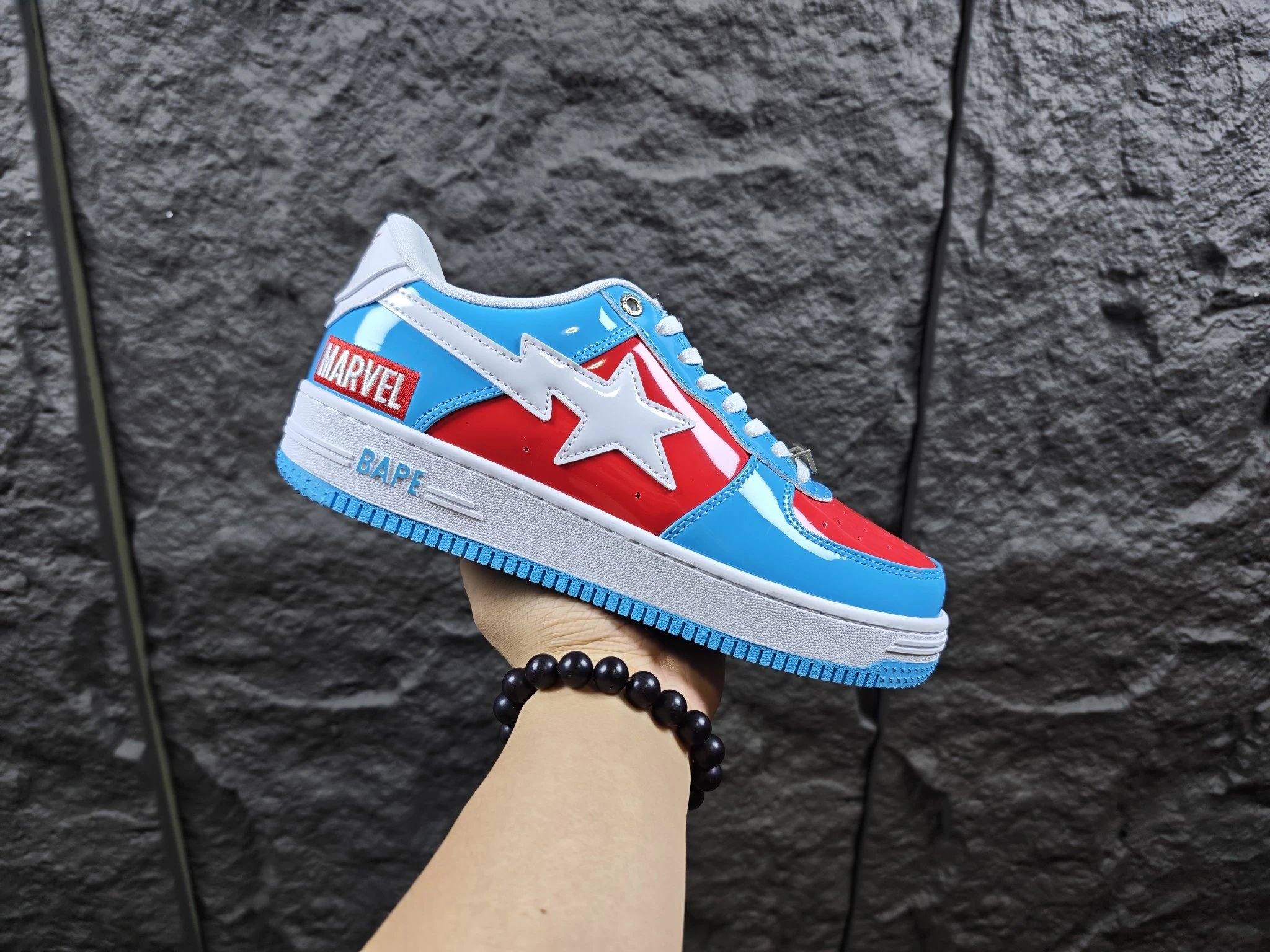 BAPE STA Low White Red Blue Patent