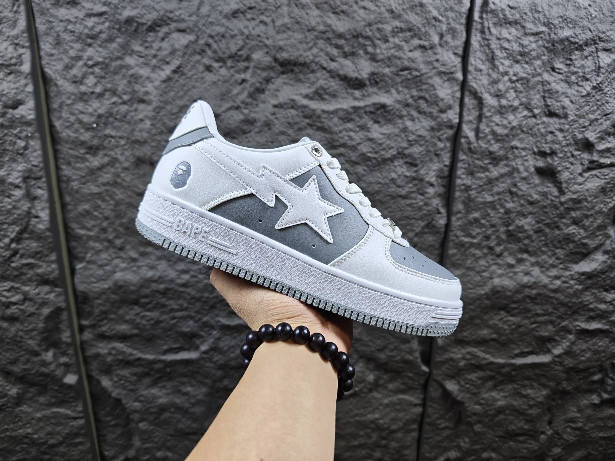 BAPE STA Low White Grey White Star