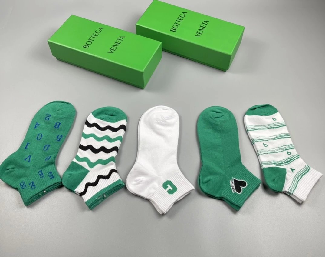 BV Cotton Blend Crew Socks 5-Pack Double Needle