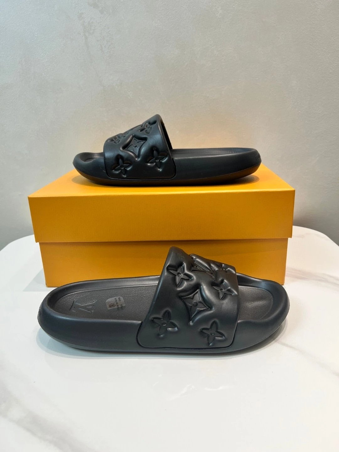 Monogram Embossed Slide Sandals Couple