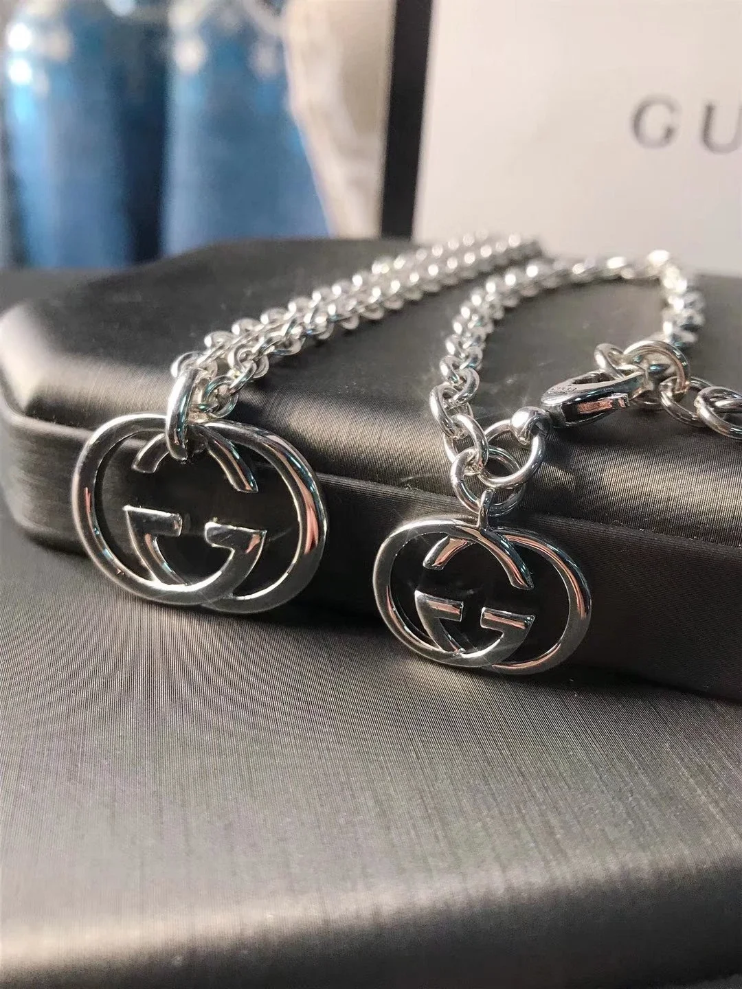 古家古奇gucci 双g项链925纯银gg吊坠经典款男女情侣款七夕礼物尺寸50 5cm 手链17 古家古奇gucci 双g项链925纯银gg吊坠经典款男女情侣款七夕礼物尺寸50 5cm 手链17