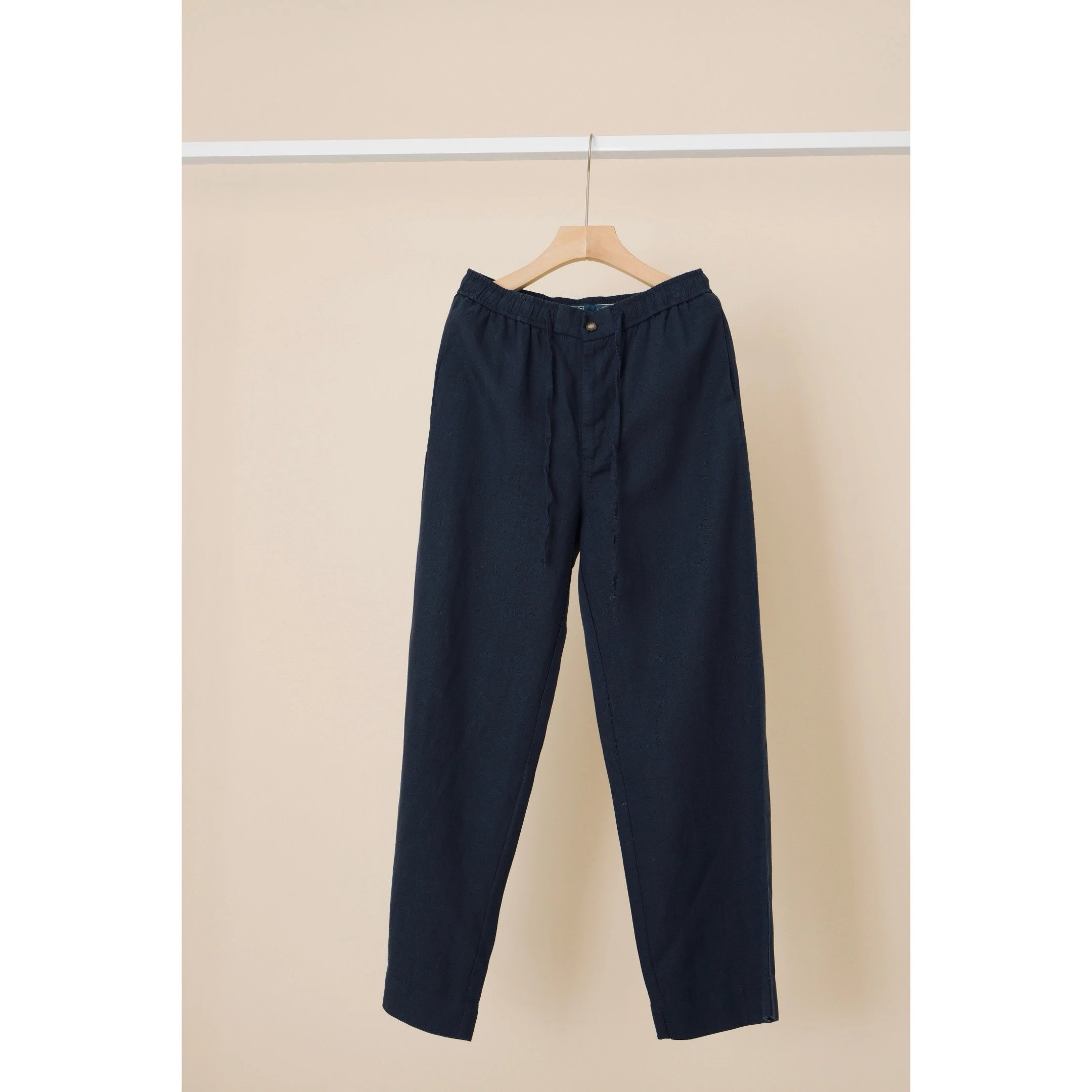 Design Elastic Waist Drawstring Pants Navy - 3