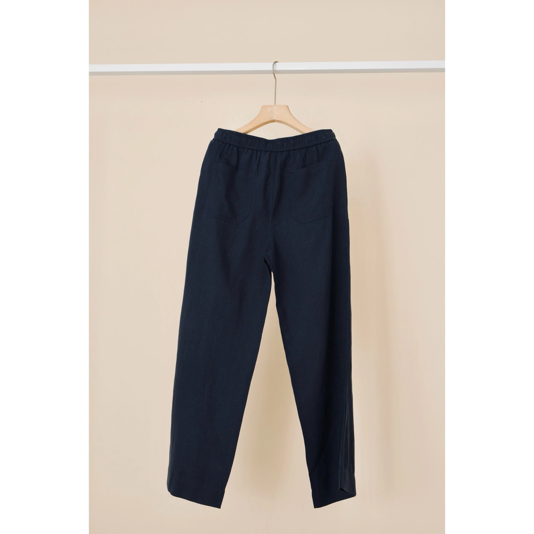 Design Elastic Waist Drawstring Pants Navy - 4