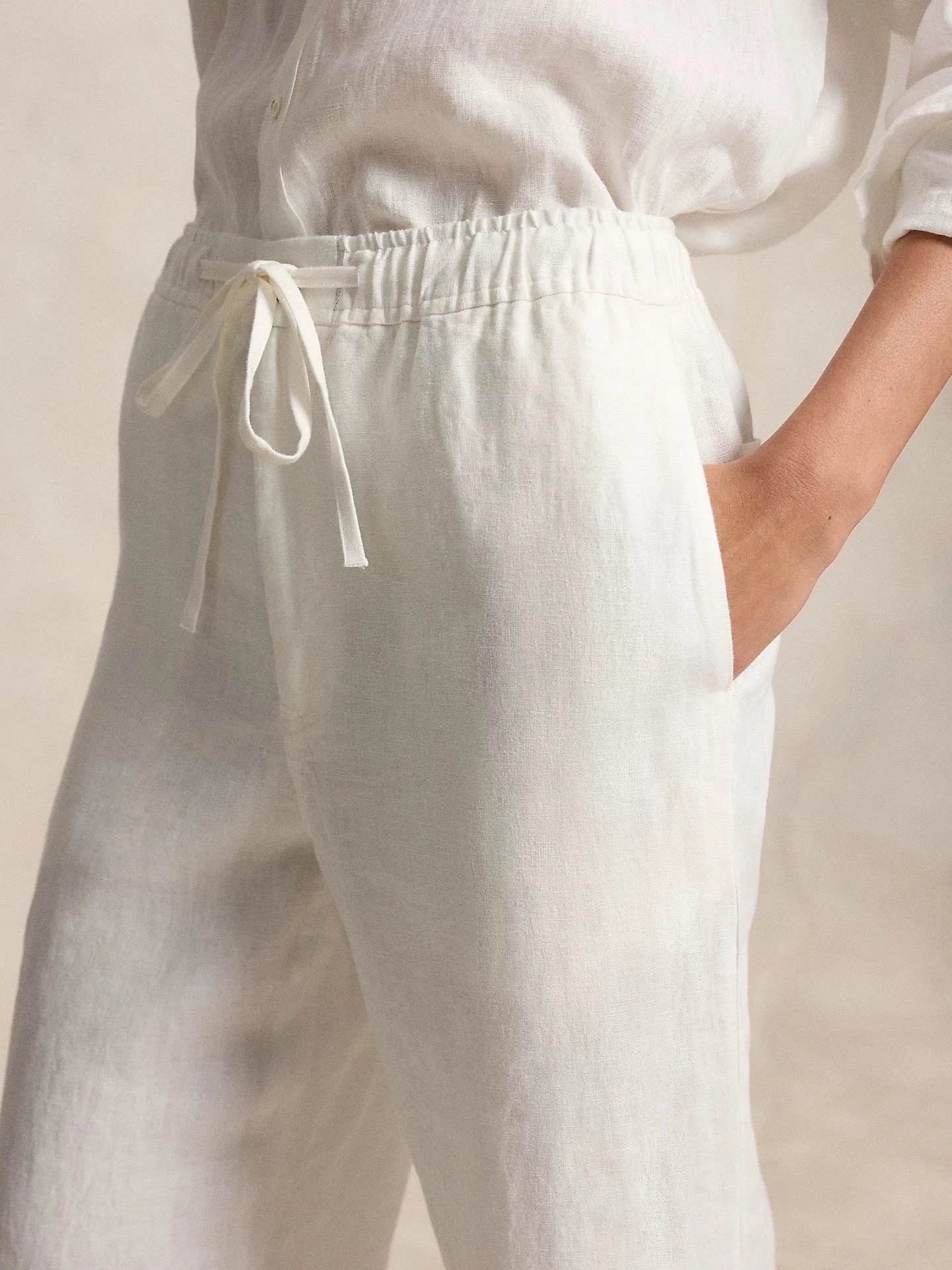 Design Elastic Waist Drawstring Pants Navy - 19