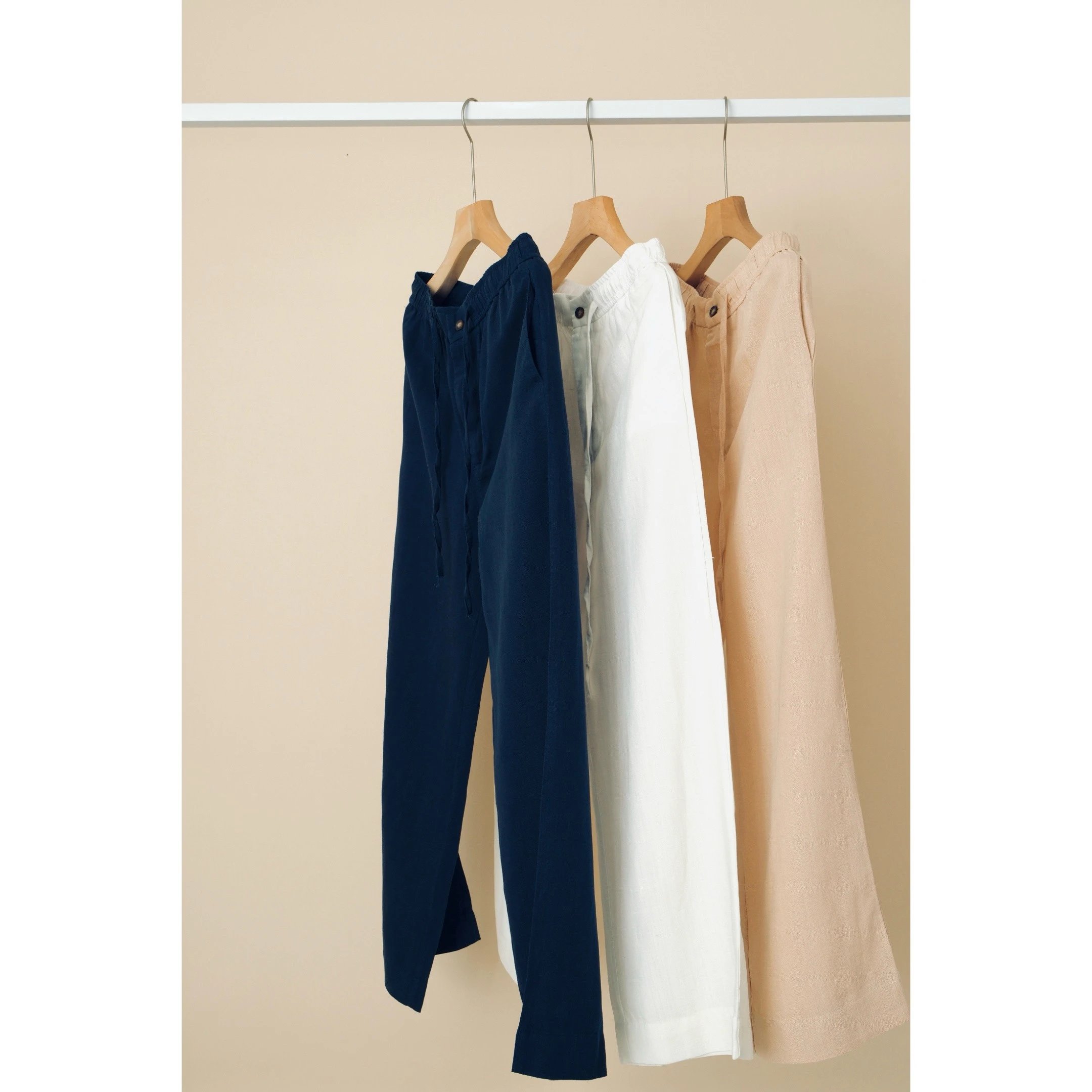 Design Elastic Waist Drawstring Pants Navy - 2