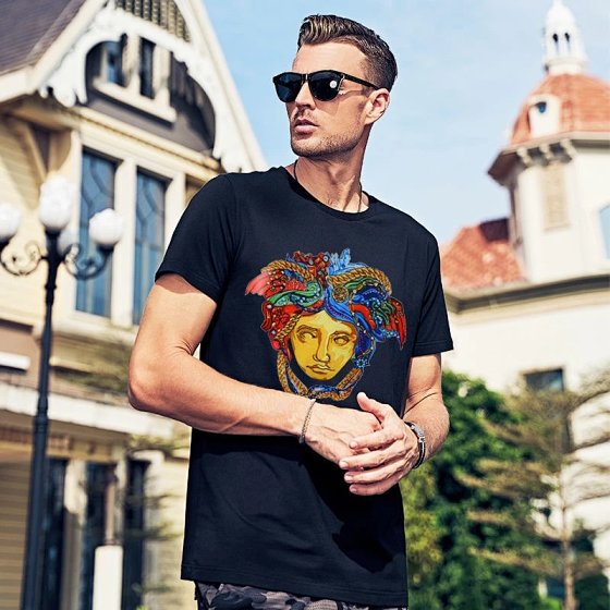 Fan Sze high-end summer new men's Slim casual short-sleeved T-shirt tide European station cotton big yards bottoming shirt