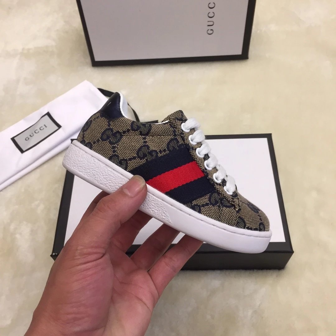 Gucci Sneakers Children's GG canvas web stripe low-top — B