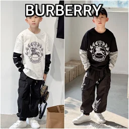 thumbnail for ​B series 2024 spring and summer new boys and girls customized style ​Wheat Ear War Horse fake two-piece long-sleeved T-shirt ➕ War Horse trousers ​, size 100-160 new style reservation