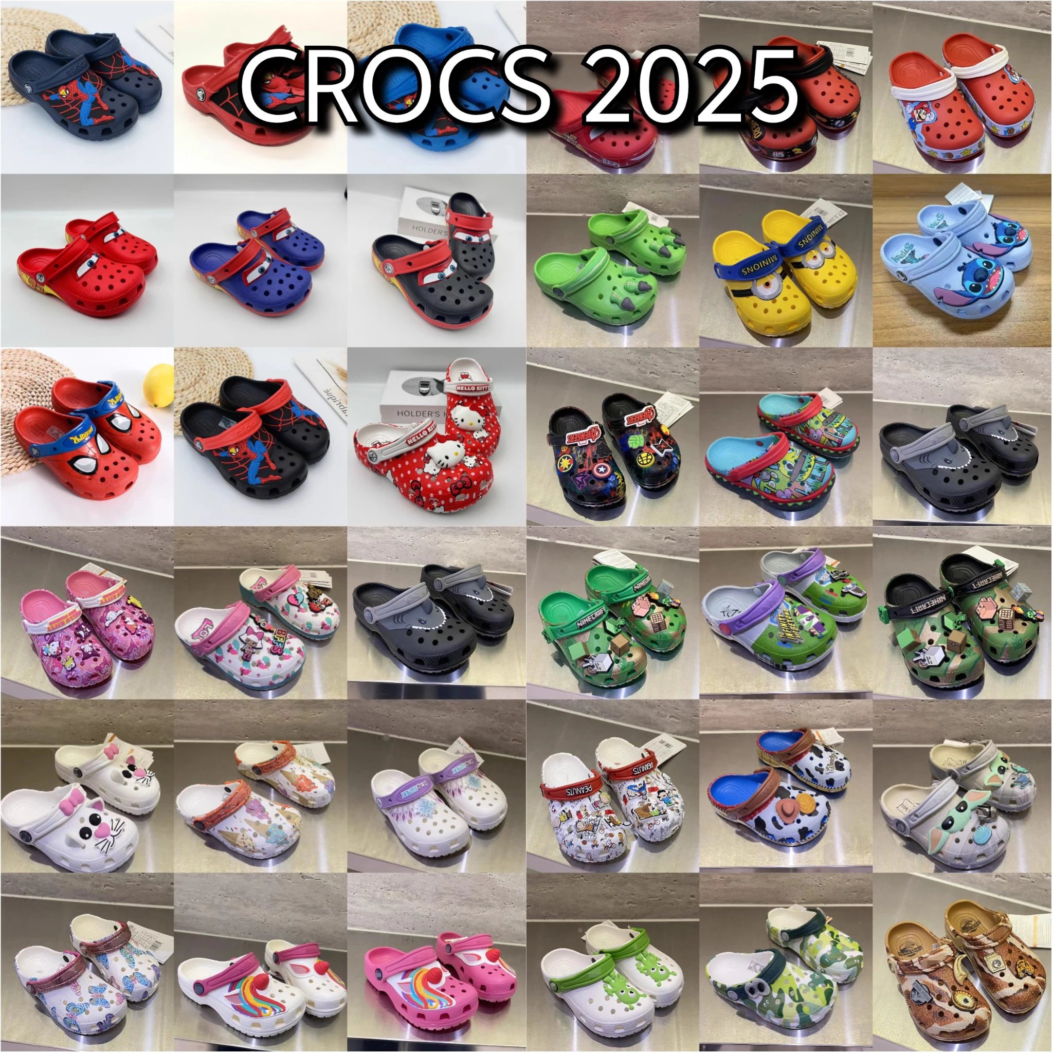Crocs Karlochi 2025 Summer New Men's and Women's Cartoon Cave Shoes Sandals 🦄 ️ 🦈 Children's beach shoes, outdoor quick drying slippers