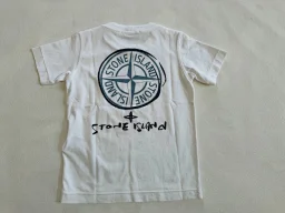 thumbnail for STONEISLAND 石头岛2026春夏新款男女童定制款亲子款白色双面印花短袖T恤搭配工作短裤套装，尺码100-180码，新款预订