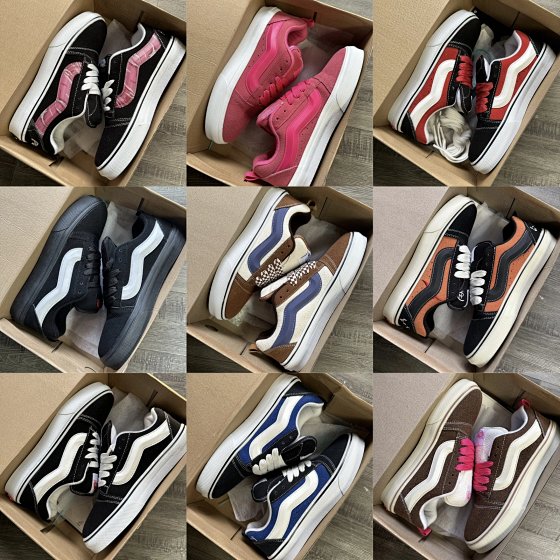 Vans Knu-Skool 18-Color Collection: Men's Platform Sneakers in Off-White, Low-Top Canvas Shoes - Ziptrek Lacerides Kids, Chunky Skate Shoe with Large Logo, Pinwheel-Ready Collection in Black & White