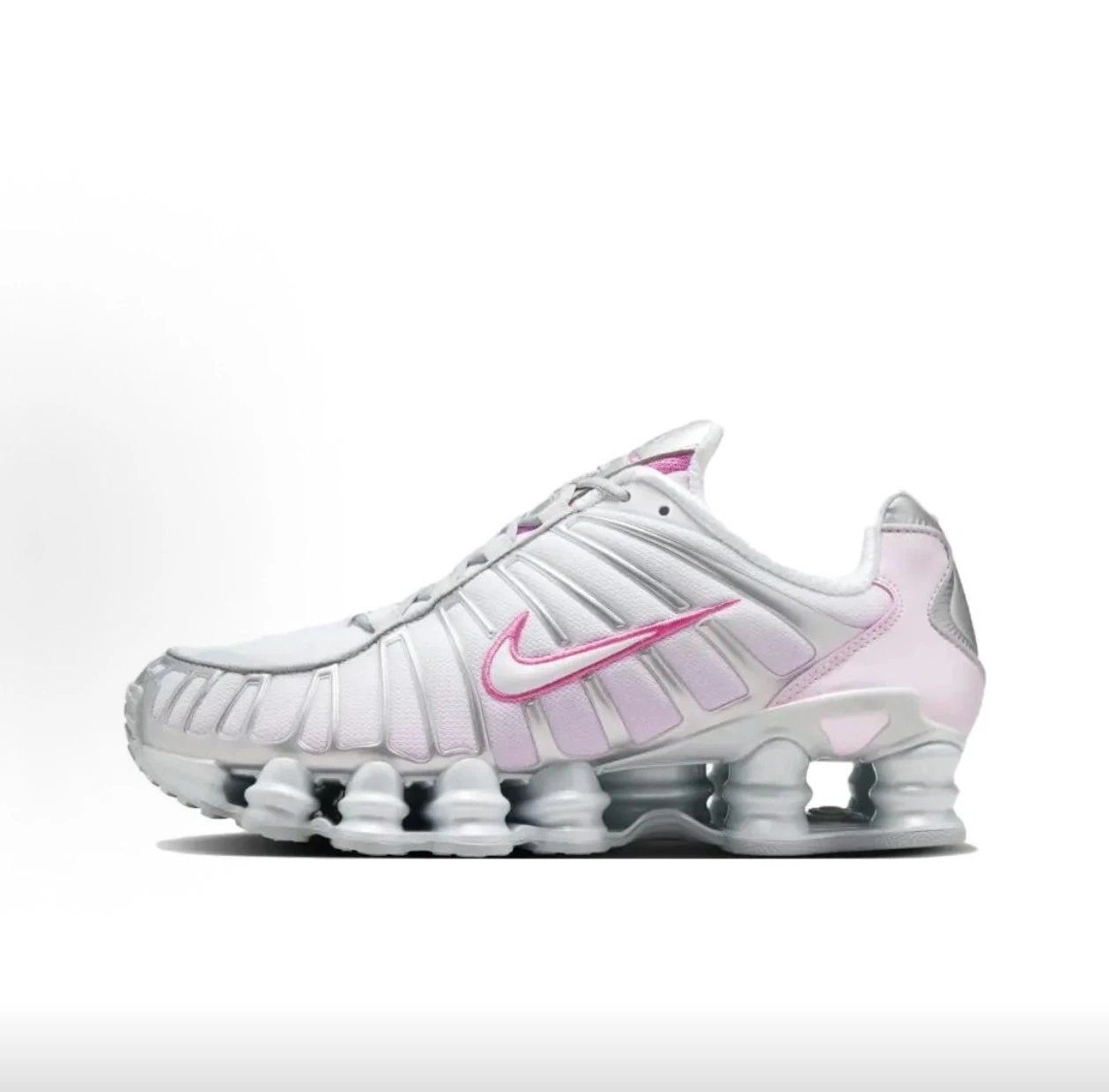 【工厂直营 现货秒发】Nike Shox TL系列 13柱 "Metallic Platinum/Pinksicle" 时尚百搭 低帮 生活休闲鞋 男女同款 白粉