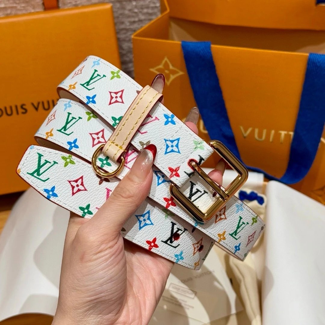 Louis Vuitton Monogram Multicolore Belt White