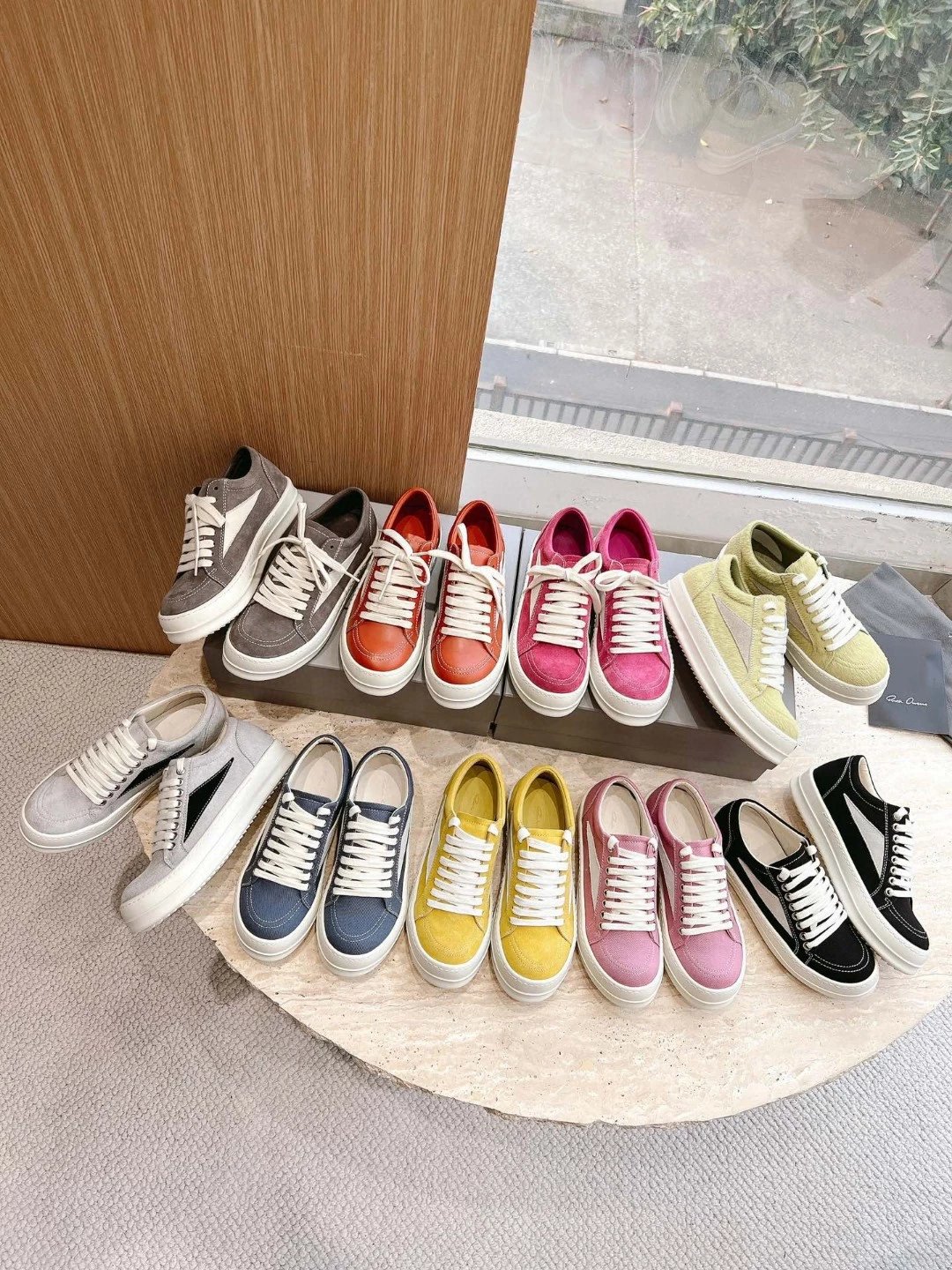 RICK OWENS 瑞克 欧文斯 代购版2023年春夏新款EDFU全粒面小牛皮复古运动鞋RICK暗黑风低帮Dunk板鞋情侣鞋Travis Scott同款archive低帮休闲鞋ro鞋欧文鞋