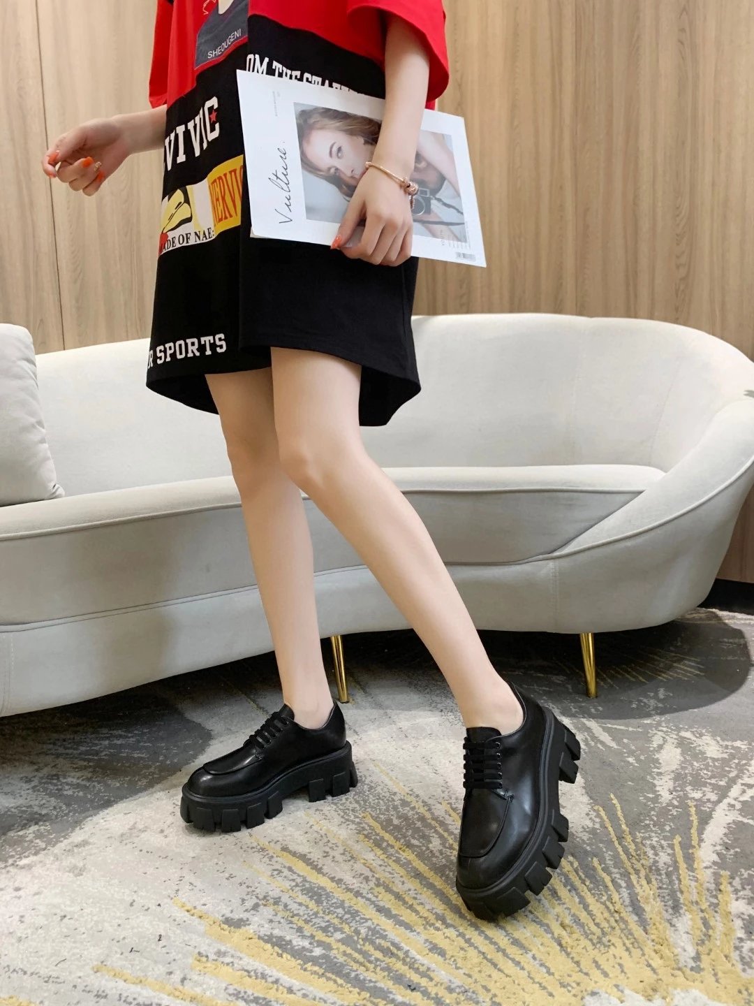 顶级代购版本 工厂直出P家 齿轮厚底乐福鞋头层牛皮2022年秋冬新款刘雯同款真皮英伦风小皮鞋女厚底乐福鞋女增高松糕鞋增高鞋女厚底鞋女单鞋女p家乐福鞋齿轮鞋女 3