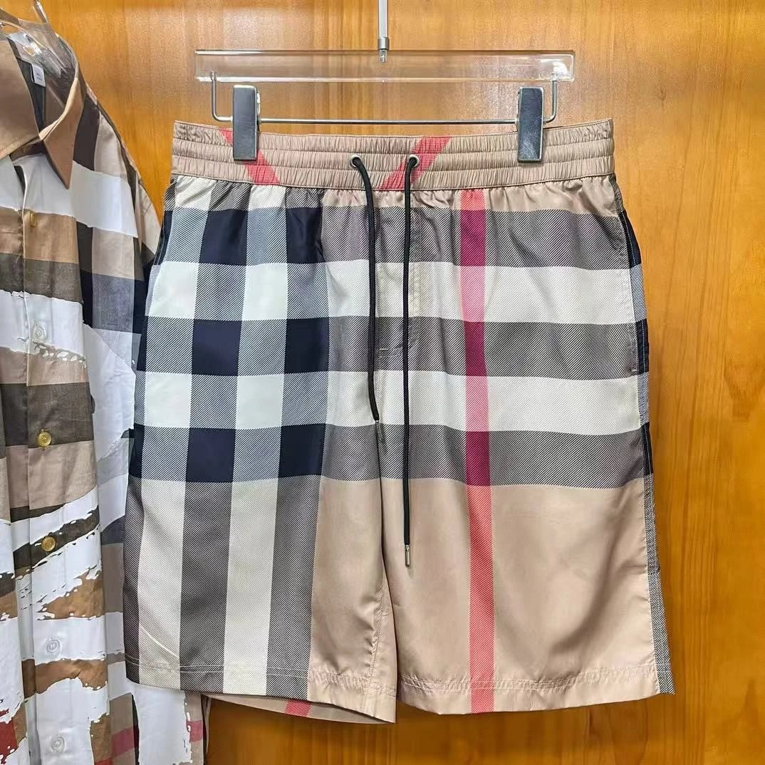 Burberry Beige Plaid Shorts