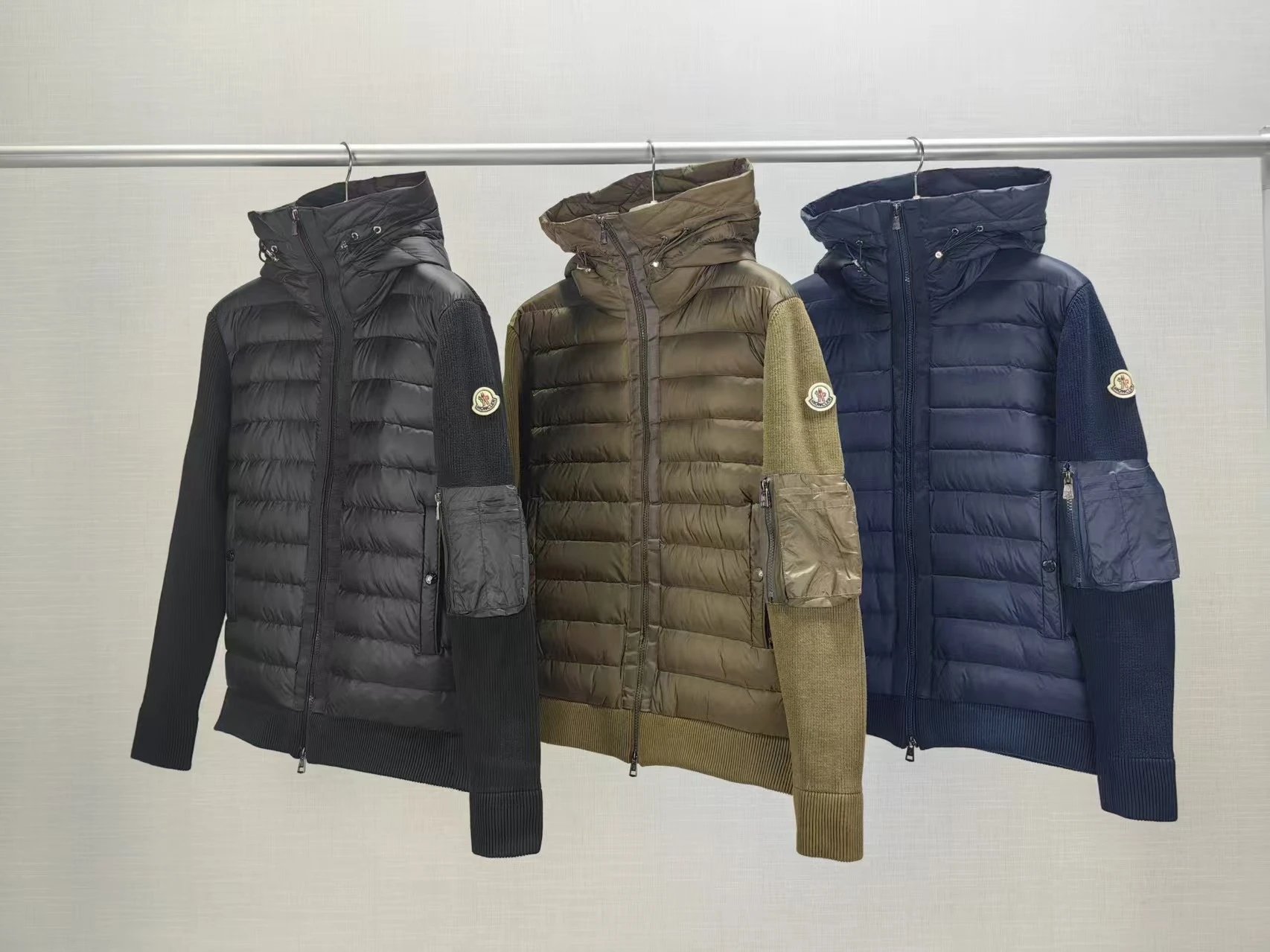 Moncler Black Olive Navy Puffer Jackets