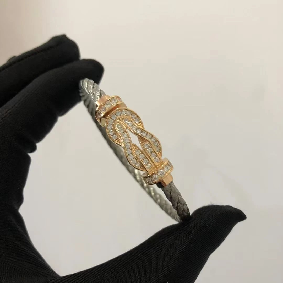 Silver Cord + Full Diamond Gold Fortune Buckle