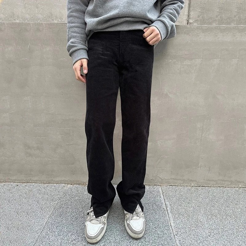 Flash Sale! Unisex Five-Pocket Casual Pants with Side-Slit Hem in Japanese Corduroy Fabric