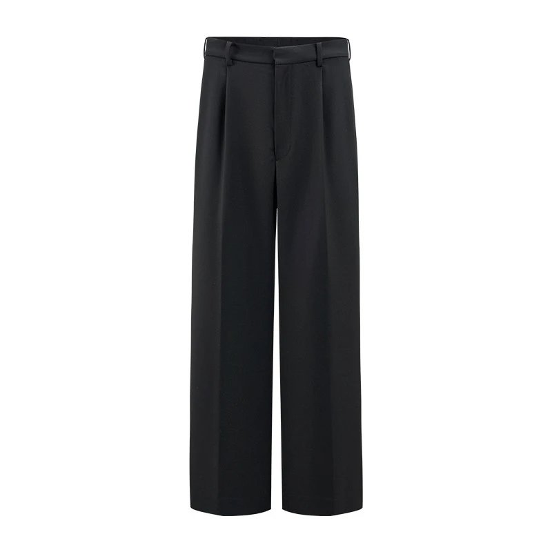 Kenijima Style T*E ROW-Inspired Fine Wool Straight-Leg Trousers with Slight Wide Leg, Thick Autumn/Winter Version, Self-Designed Dress Pants