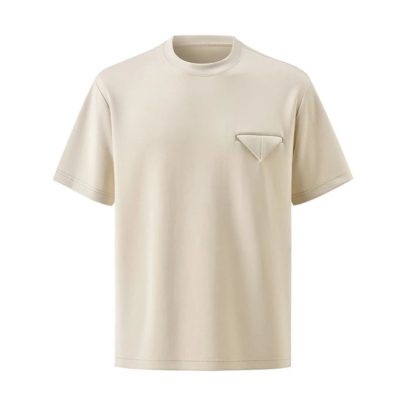BV Same Triangle Logo Shoulder Down Short Sleeve T-shirt Imitation Copper Ammonia Air Layer Fabric New Version Upgraded Version