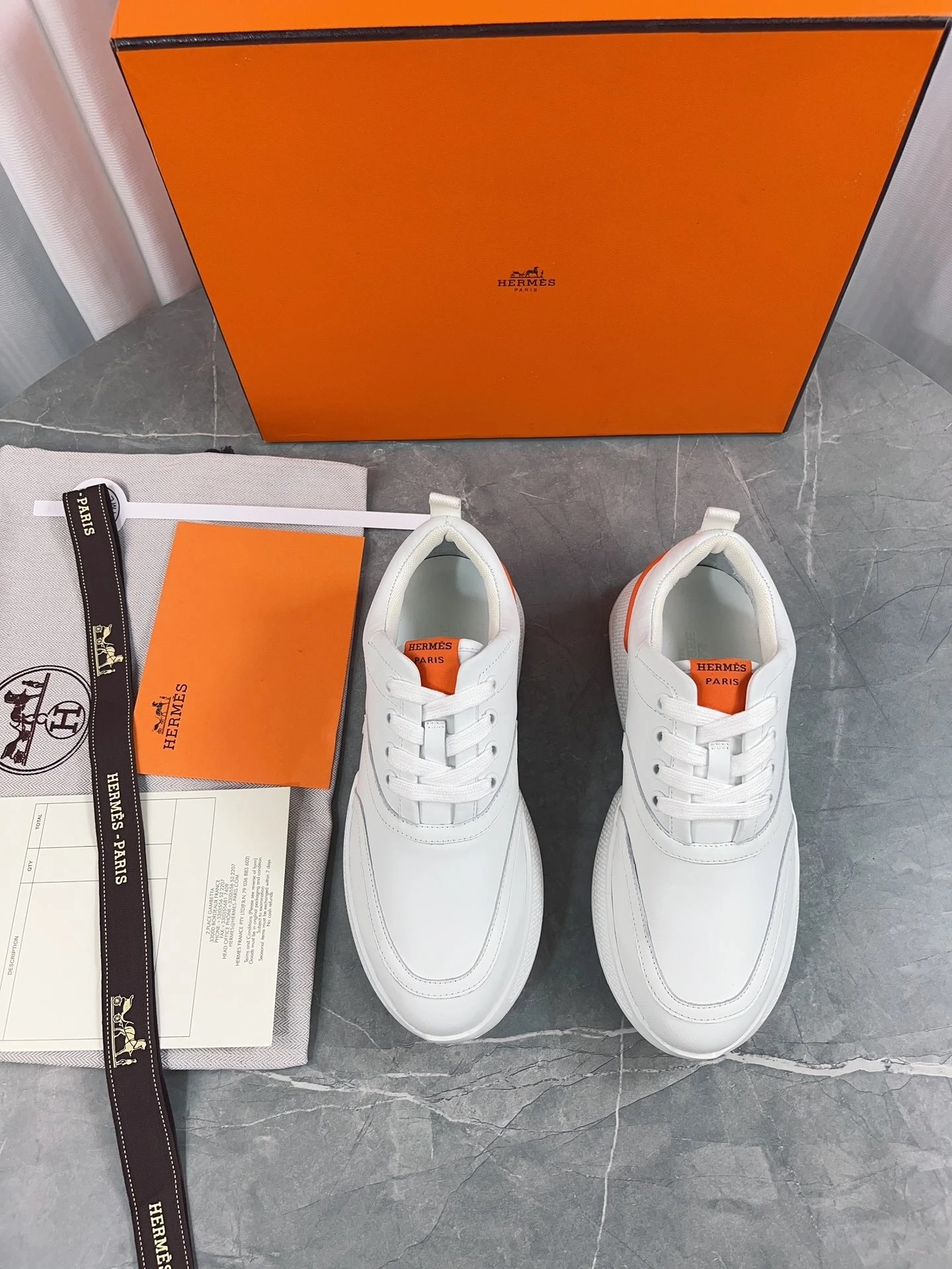 2026 New Arrival Boutique Unisex HERMES Men's Casual Sneakers Breathable Mesh Lace-Up Low-Top Sneakers Women's Genuine Leather Mesh Lightweight Rubber Sole Shoes Men's/Women's Sizes 45/46/47