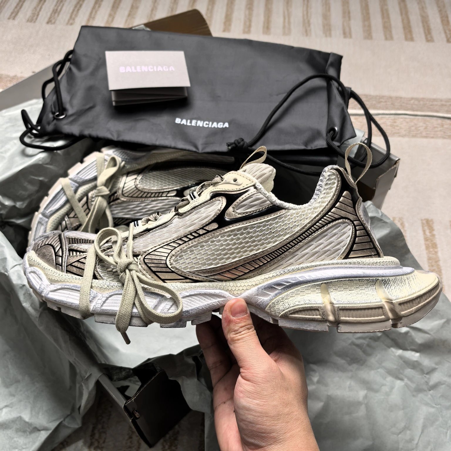 Balenciaga 3XL White Gold Low Top