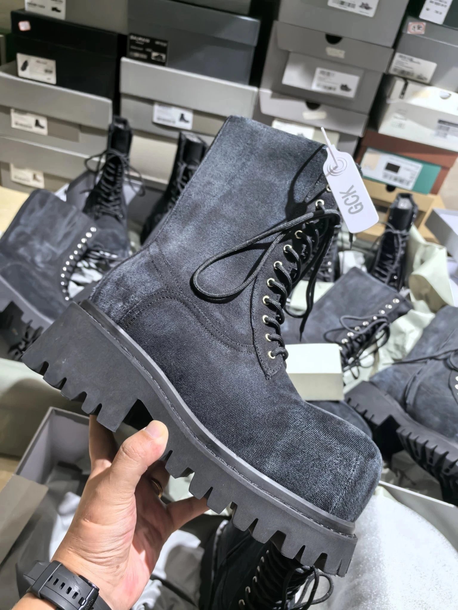 12-Eye Stomper Boots Chunky Sole Cowboy Martin Boots