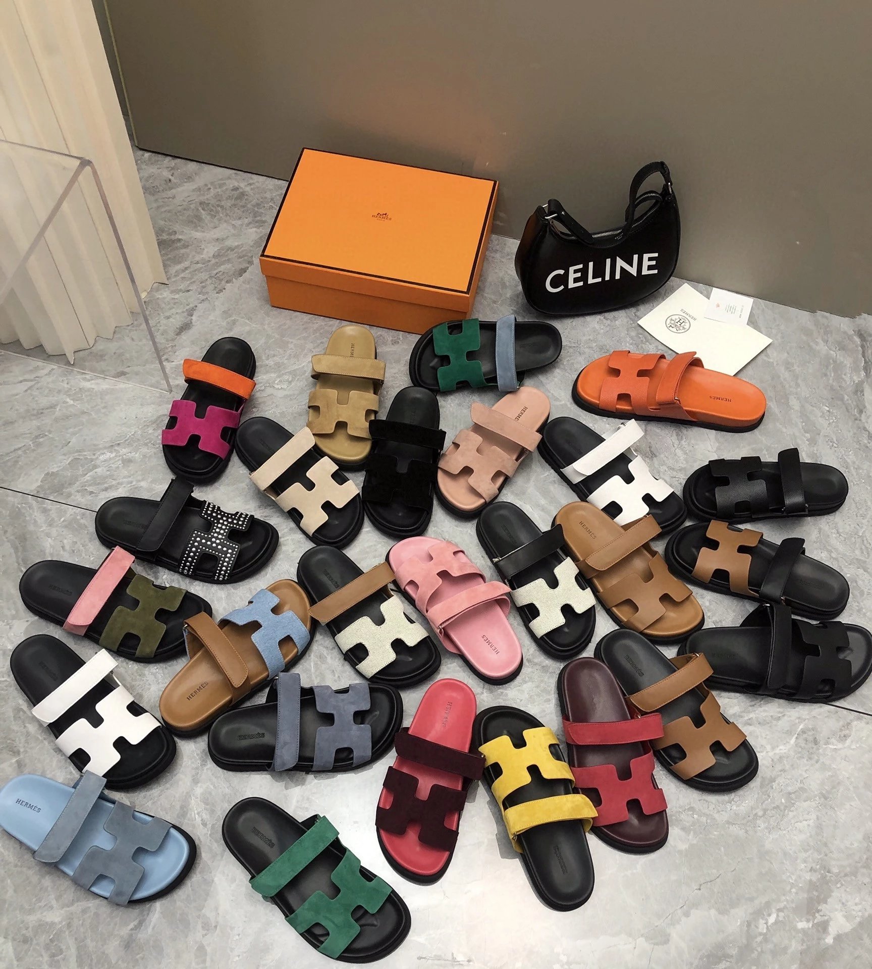 Dongguan version of Hermes chypre two uncle slippers men's slippers velcro slippers classic H slippers couple slippers