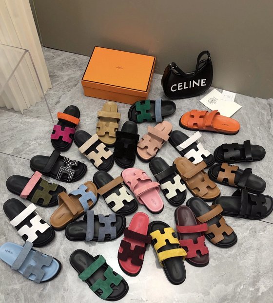 Dongguan version of Hermes chypre two uncle slippers men's slippers velcro slippers classic H slippers couple slippers