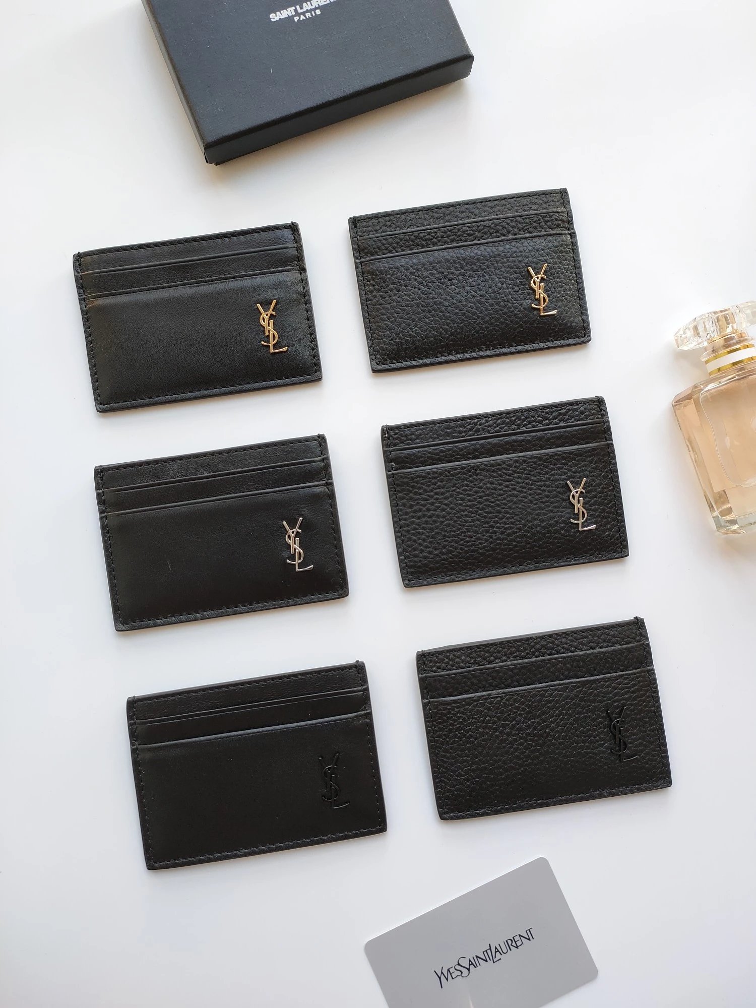 Saint Zhen pickup bag jacquard raised stitching cowhide credit card clip metal interlocking Y card sleeve card bag