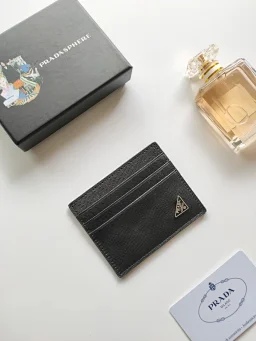 thumbnail for P family leather card holder, saffiano leather texture, excellent imported threaded lining, card set, card holder