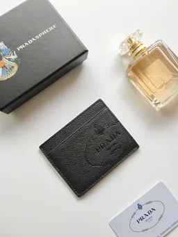 thumbnail for P family leather card holder, saffiano leather texture, excellent imported threaded lining, card set, card holder