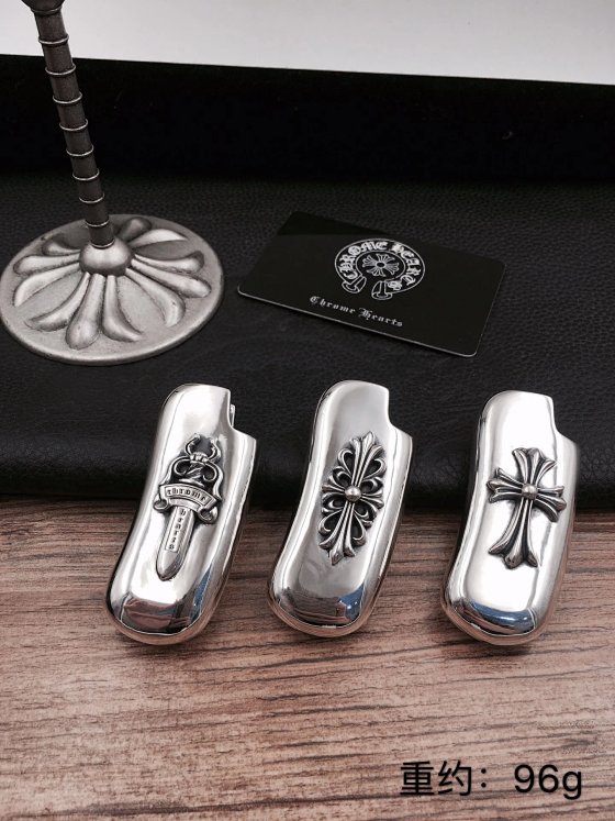 Kejia Punk Style S925 Pure Silver Cross Army Flower Sword Lighter Case Leather Cover Hip Hop Bounce Di Gift 925 Silver