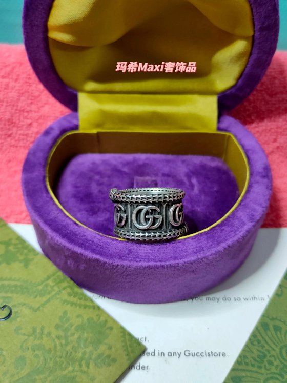 Gucci Snake King Spirit Snake Double G Vintage 925 Silver Wide Edition Ring for Men and Women, 11mm