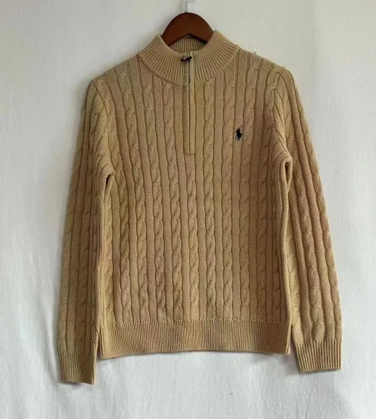 Ralph Lauren Cable Knit Half-Zip Sweater Beige - 1