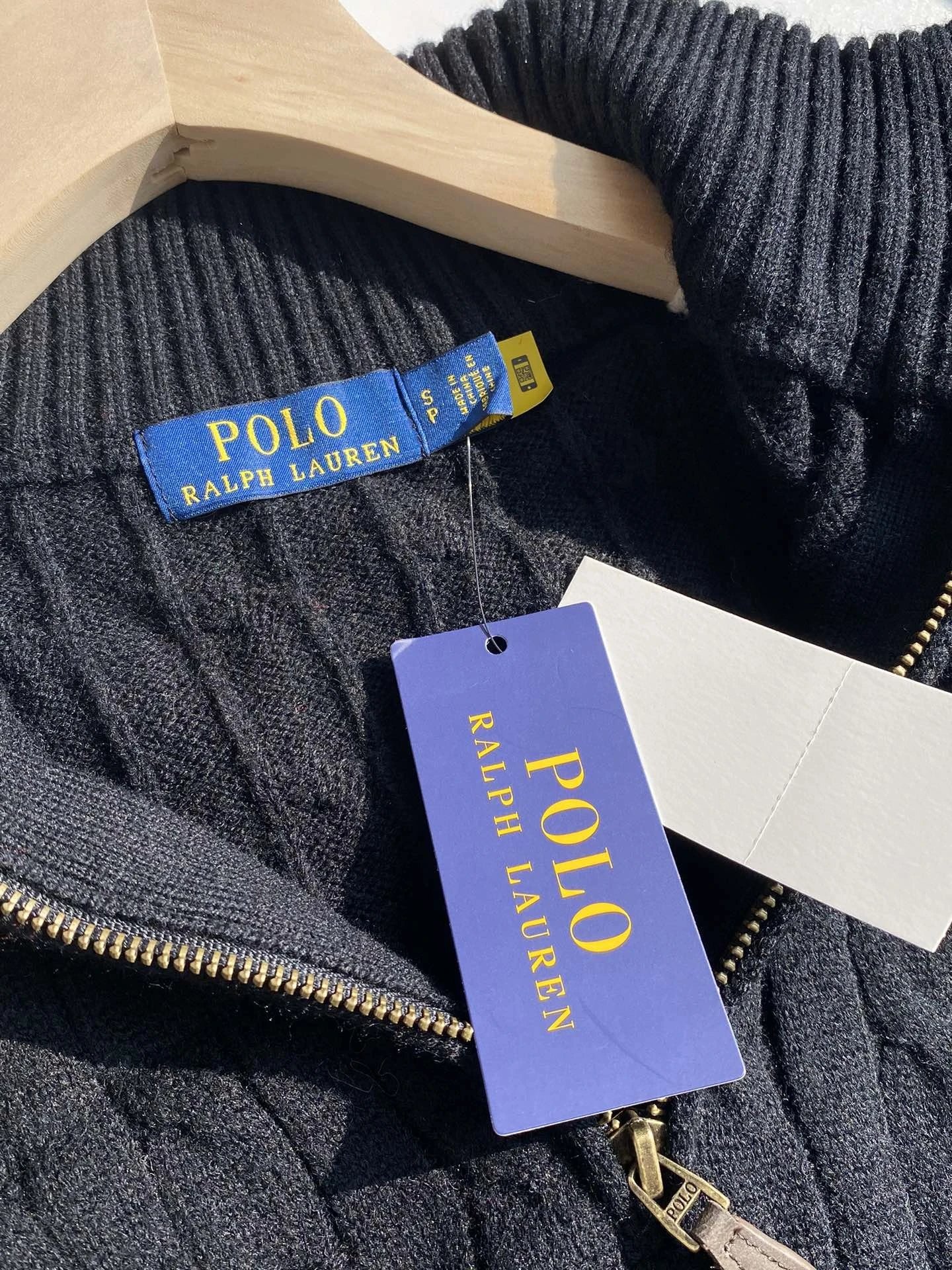 2224 B48 拉链拉夫RL 纯色小马刺绣小麻花提花Polo领翻领女士针织长袖 A95  7 11